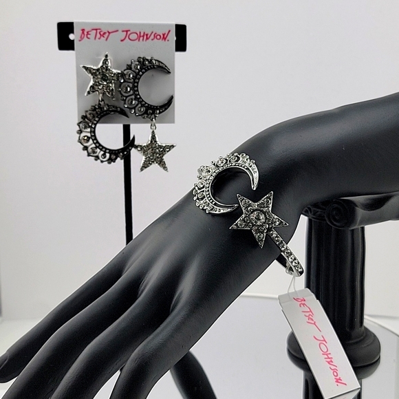 Betsey Johnson Jewelry - NEW Betsey Johnson Jewelry Set, Moon and Stars, Rhinestones